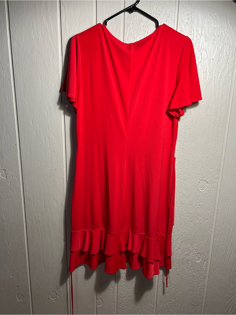 Ivanka Trump Red V-Neck Ruffle Tier Mini Dress - Picture 3 of 6